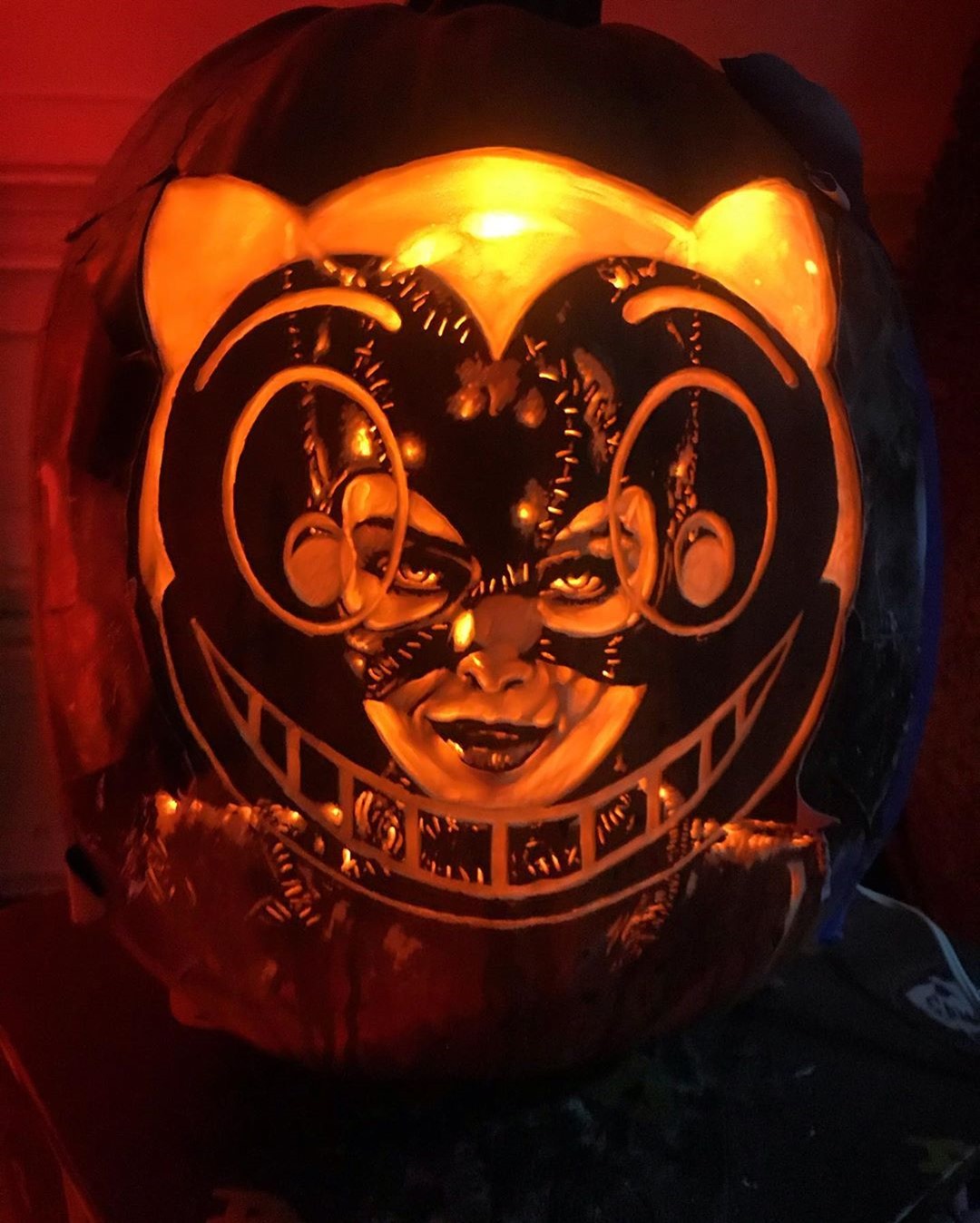 In Progress Photo of Catwoman Pumpkin