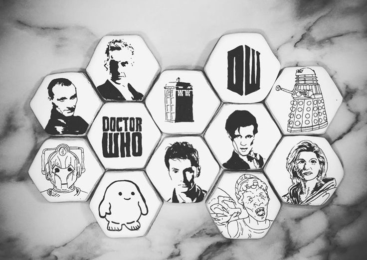Black and White Doctor Who Cookies