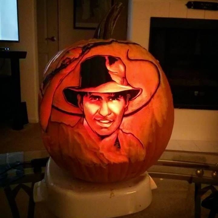 Indiana Jones Pumpkin carved by The Pumpkin Professor