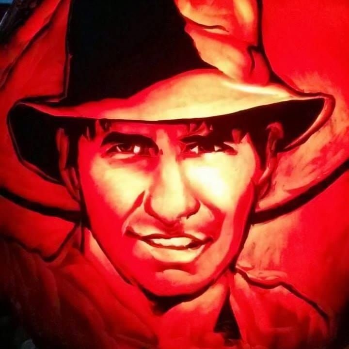 Indiana Jones Pumpkin carved by The Pumpkin Professor