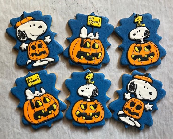 Snoopy And Woodstock Halloween Pumpkin Cookies