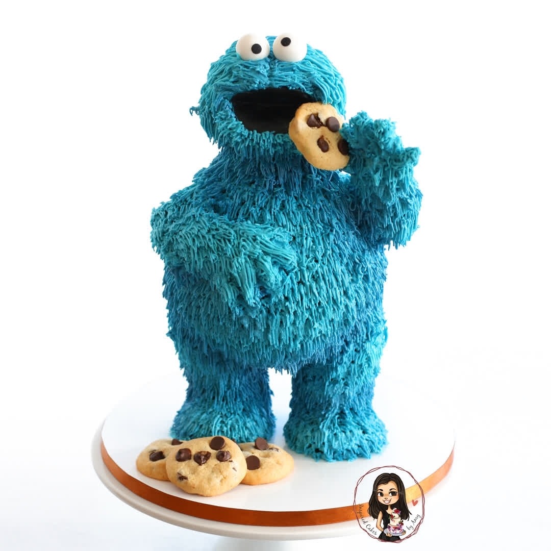 Amazing Stand Up Cookie Monster Birthday Cake