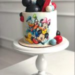 Lovely Painted Mickey Mouse & Friends Birthday Cake