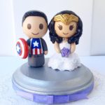 Marvelous Wonder Woman and Captain America Wedding Cake Toppers