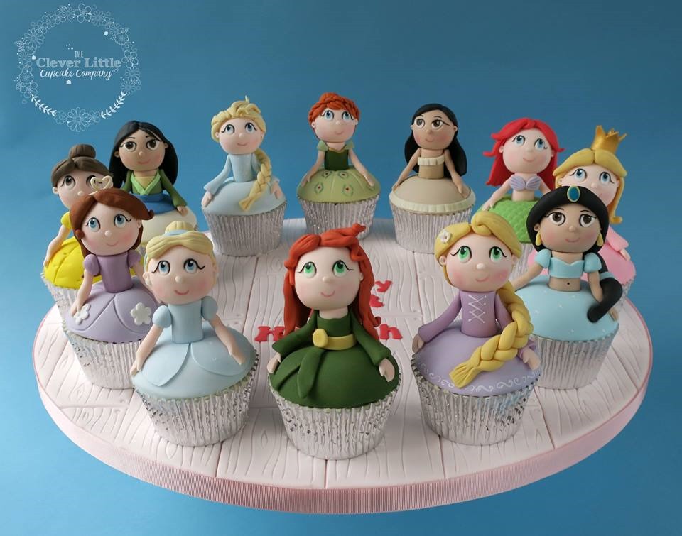 A dozen cupcakes of a dozen different Disney Princess