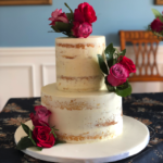 Semi-naked Wedding Cake w Pink Roses