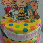 Superb Charlie Brown Peanuts Yellow and Pink Birthday Cake