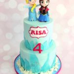 Cute Chibi Queen Elsa and Princess Anna 4th Birthday Cake