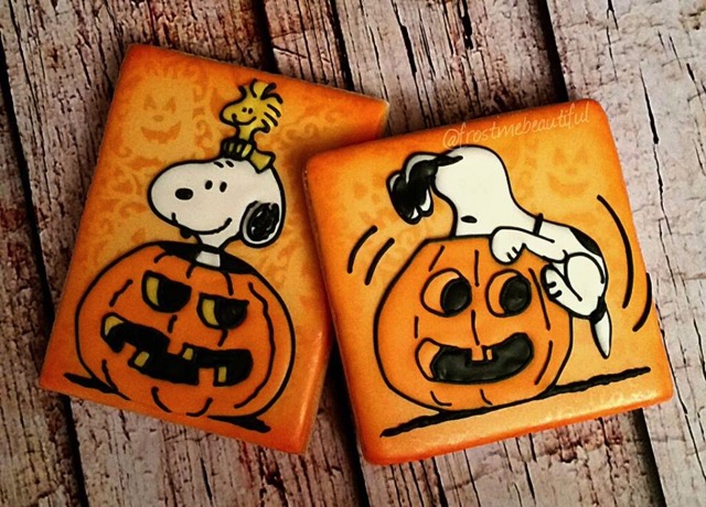 Snoopy And Woodstock Jack-O-Lantern Cookies