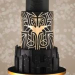 Elegant Black and Gold Batman Wedding Cake