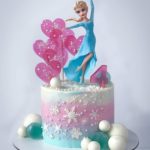 Elsa Birthday Cake w Pink Hearts