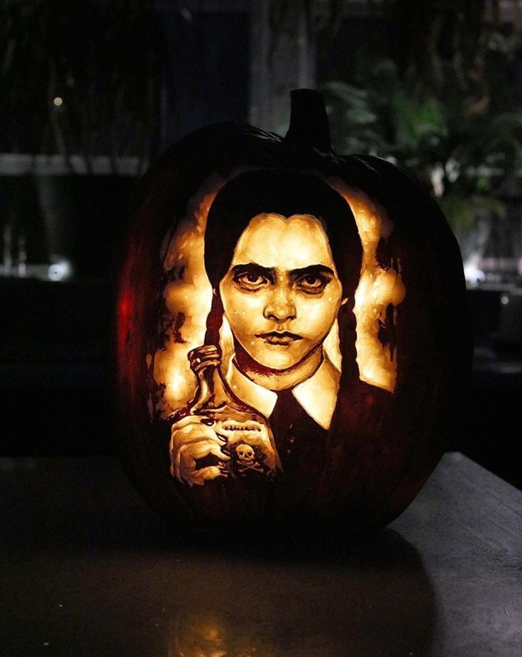 Wednesday Addams Pumpkin Stencil wednesday-addams-pumpkin-stencil