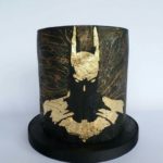 Elegant Golden Batman Silhouette Cake