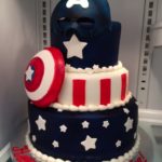 Superb Captain America Cowl and Shield Cake