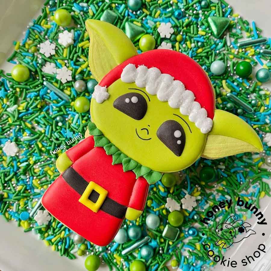 Santa Baby Yoda Cookie