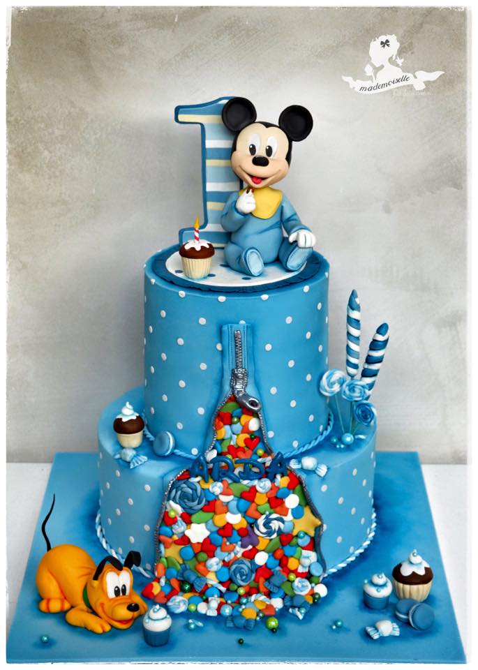 Cute Baby Mickey Mouse 1st Birthday Cake - Between The Pages Blog