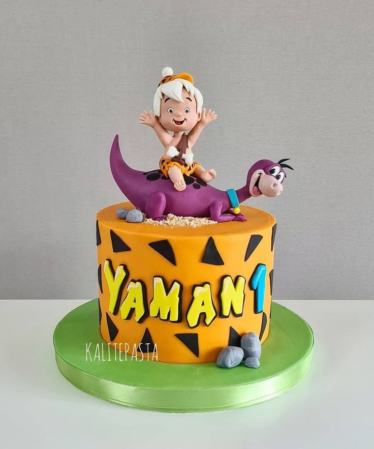 The Most Adorable Dino And Bamm-Bamm First Birthday Cake -