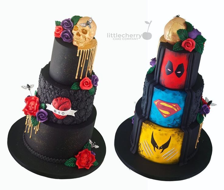 Superman Deadpool Gothic Wedding Cake