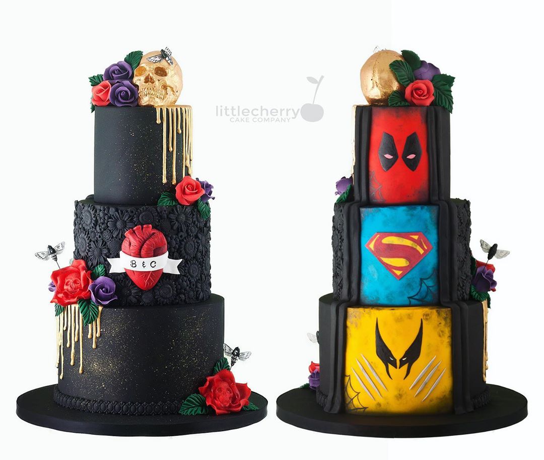 Superman Deadpool Wedding cake