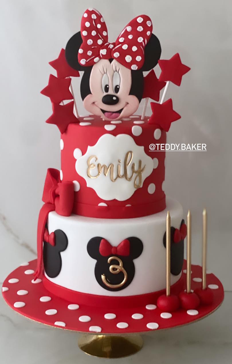 Minnie Mouse Pink Polka Dot Bow and a White Background Edible Cake Top – A  Birthday Place