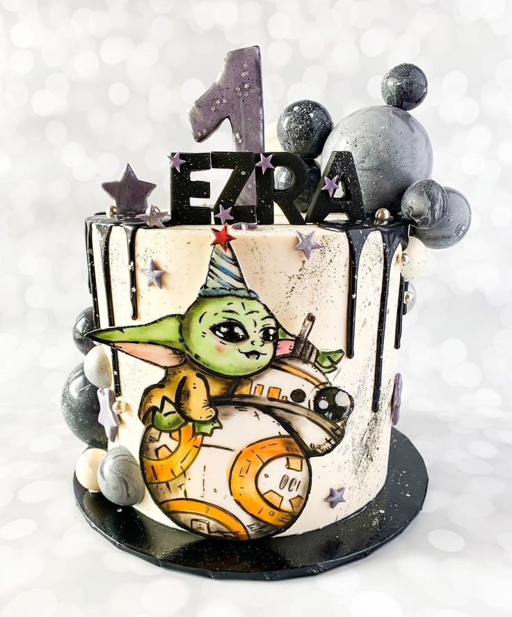 Baby Yoda 1st Birthday Cake