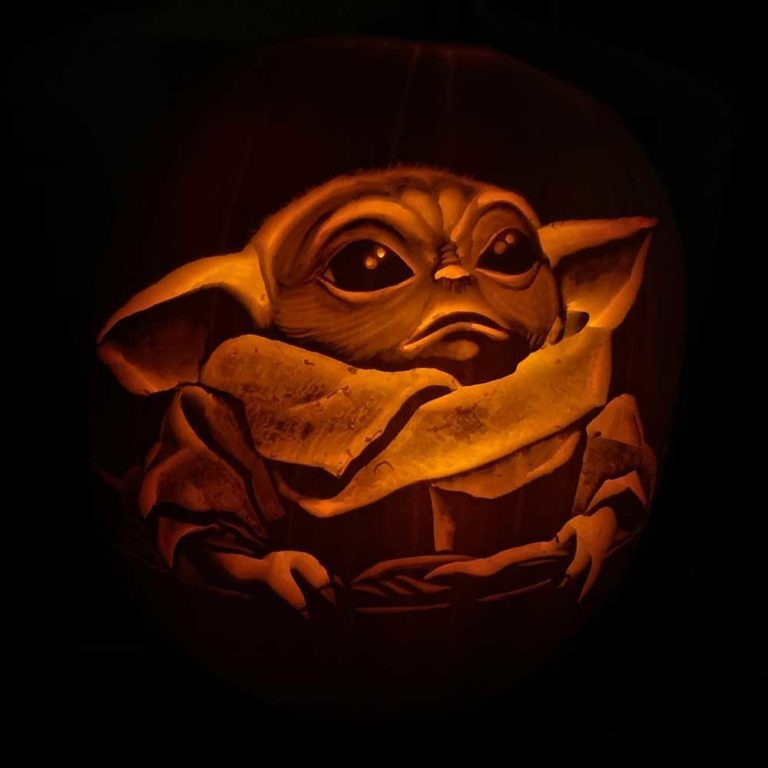 Mandalorian and Baby Yoda Pumpkins Between The Pages Blog