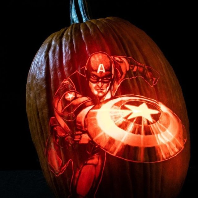 Captain America Pumpkin Between The Pages Blog captain-america-pumpkin-pumpkin-decorating-pumpkin-athy