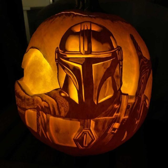 Mandalorian and Baby Yoda Pumpkins Between The Pages Blog