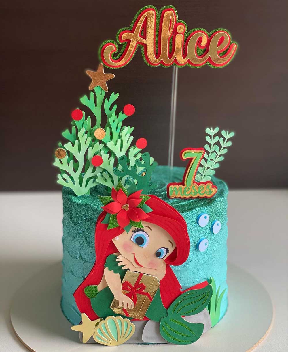Ariel Christmas Birthday Cake