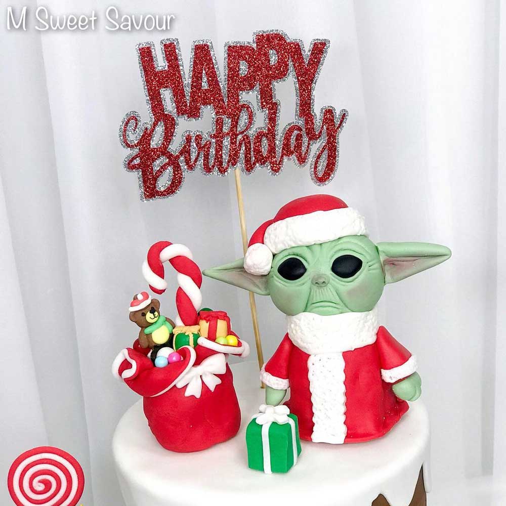 Santa Baby Yoda Birthday Cake
