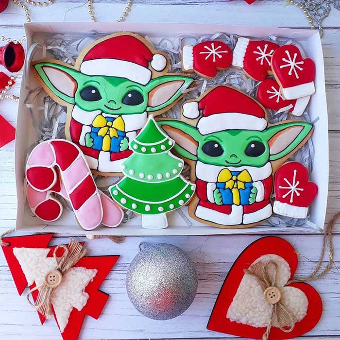 Santa Baby Yoda Cookies
