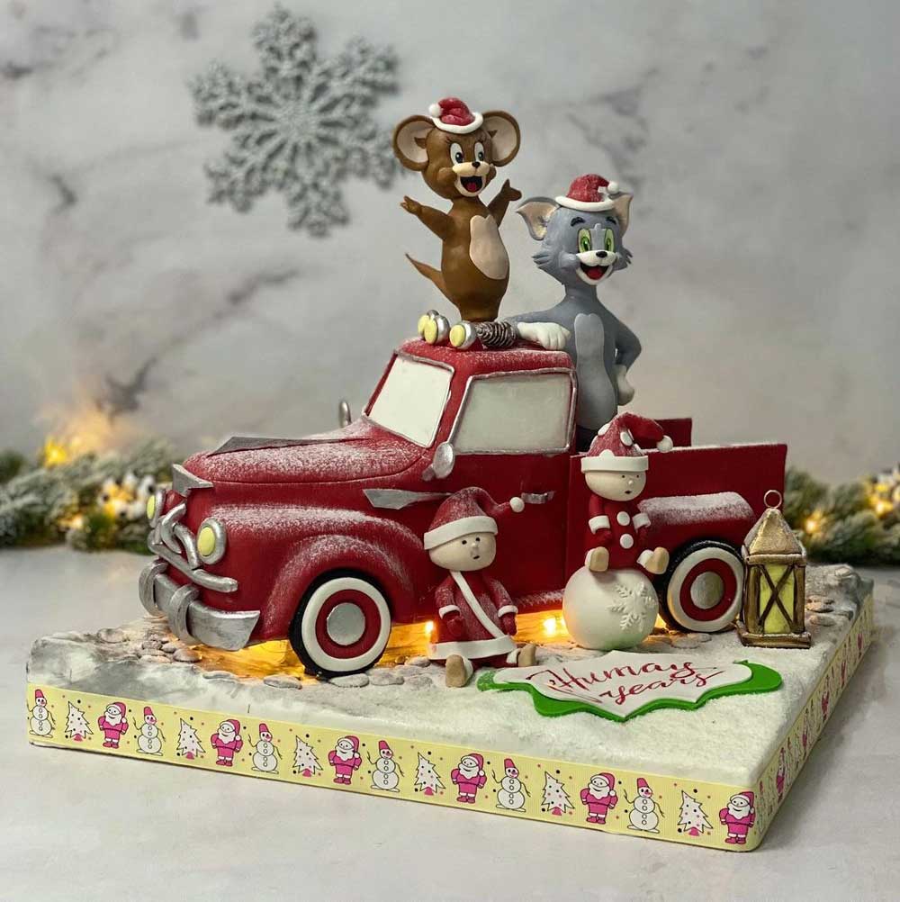 Tom and Jerry Christmas Cake