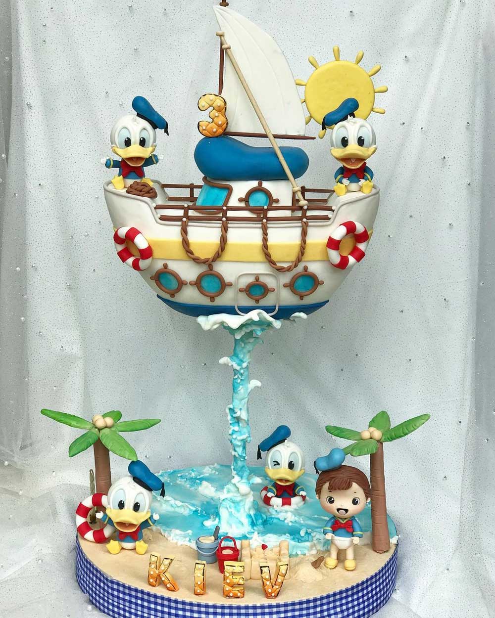 Gravity Defying Donald Duck's Boat Cake