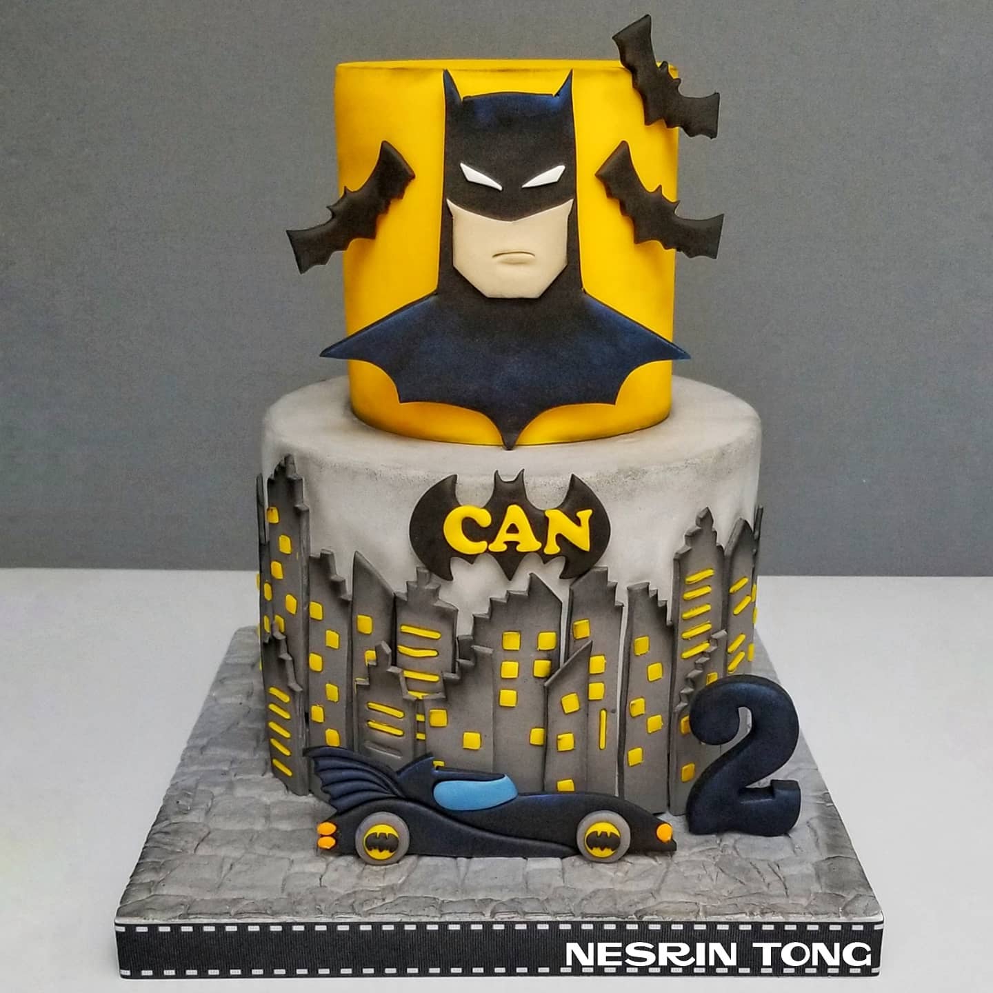 Gray & Yellow Batman Cake