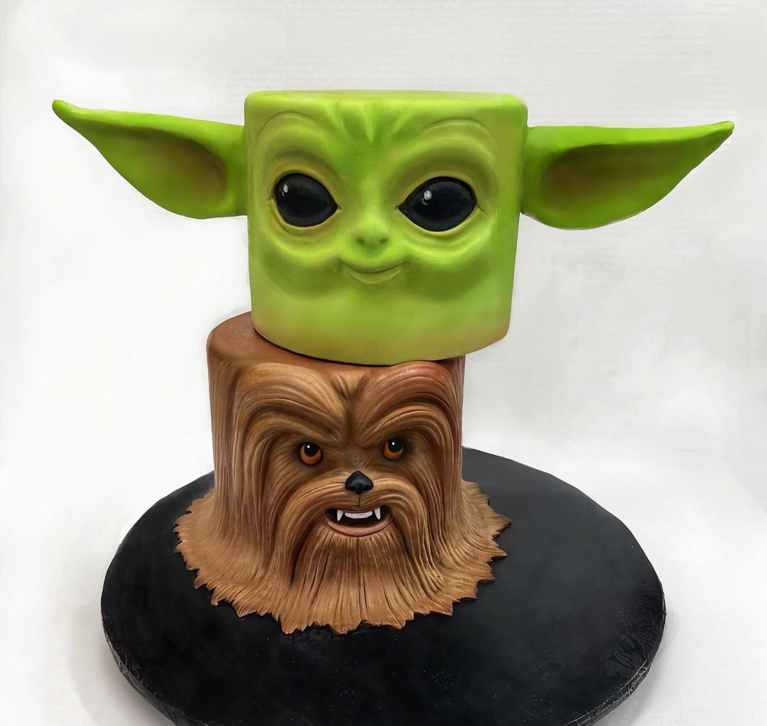 Chewbacca and Yoda Cake