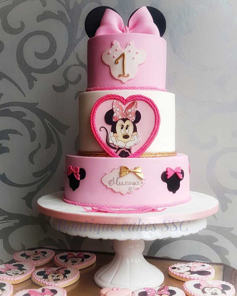 Pink Minnie Mouse 1st Birthday Cake