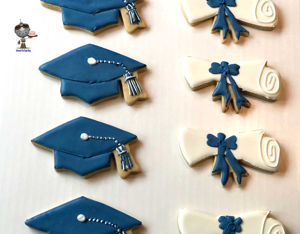 Blue Graduation Hat Cookies