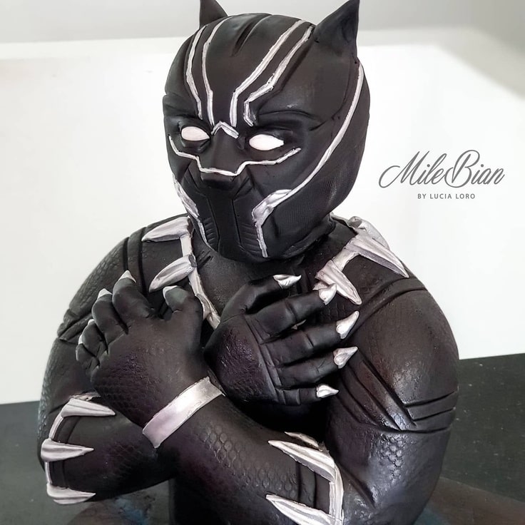 Close-up of Black Panther Cake