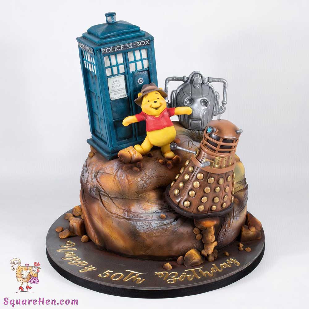 Pooh and Doctor Who Cake