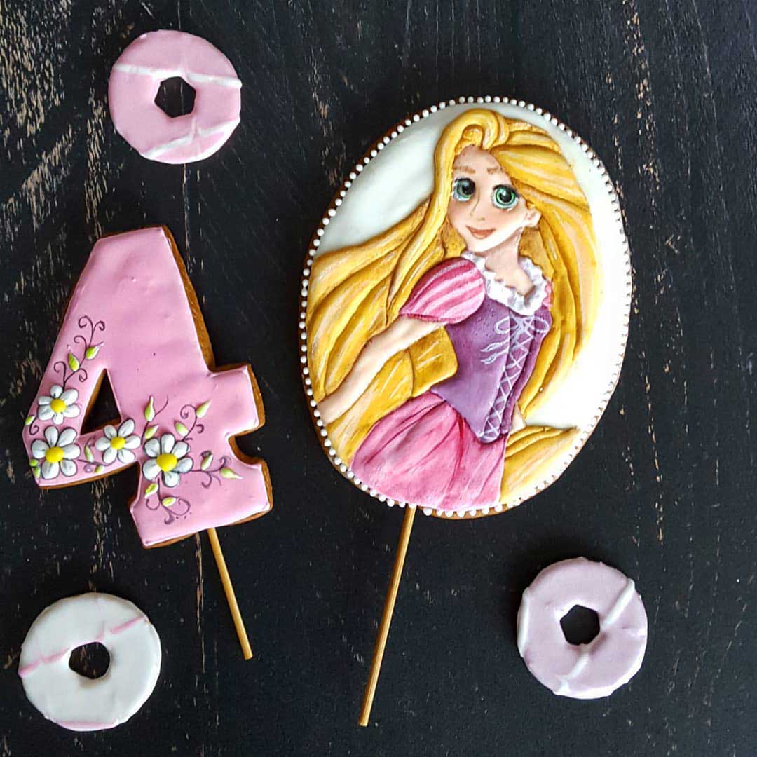 Rapunzel 4th Birthday Cookies