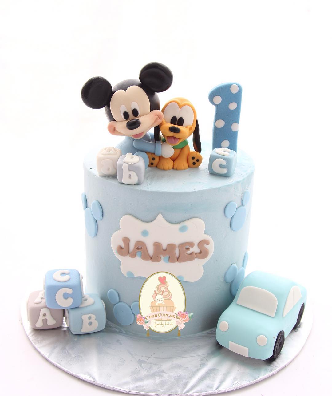 Blue Baby Mickey & Pluto Cake
