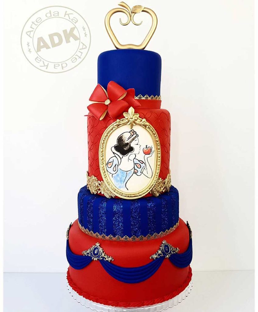 Red & Blue Snow White Cake