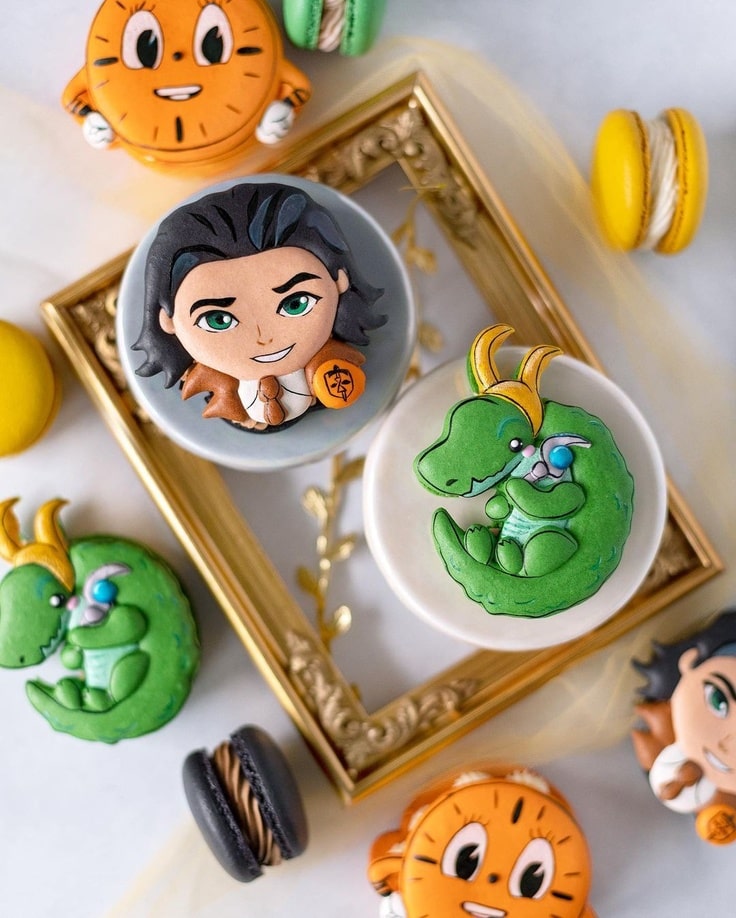 Loki, Alligator Loki and Miss Minutes Macarons