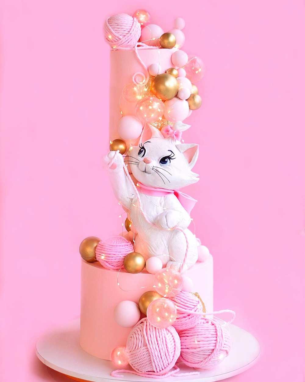 Marie 🎀 | Kitten cake, Birthday cake girls, Disney cakes