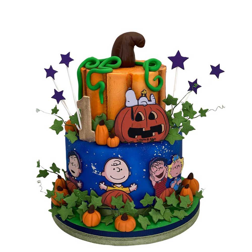 Blue Orange Charlie Brown Halloween Cake