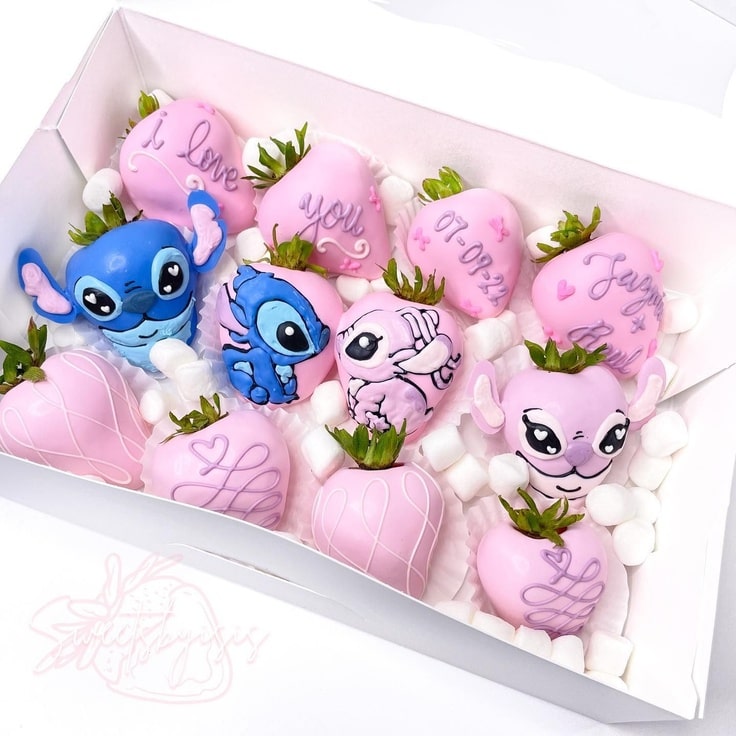 Stitch and Angel Annivesary Strawberries