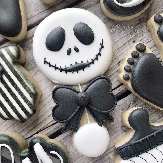 Black & White Nightmare Before Christmas Baby Shower Cookie