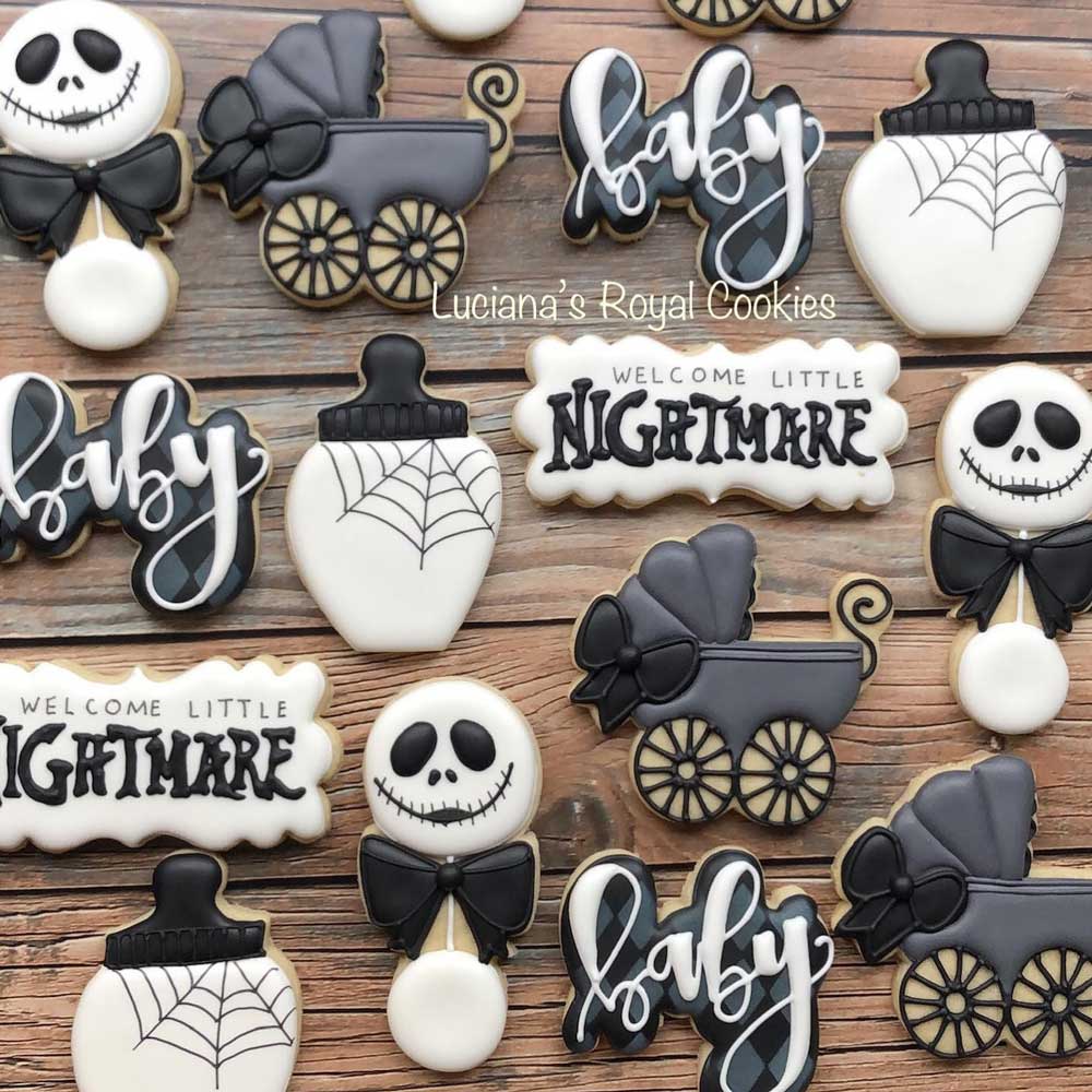 Black & White Jack Skellington Baby Shower Cookies