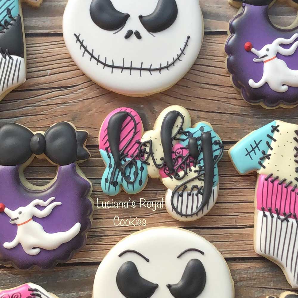Colorful Nightmare Before Christmas Baby Shower Cookies