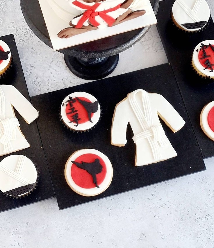 Black, White and Red Taekwondo Cookies